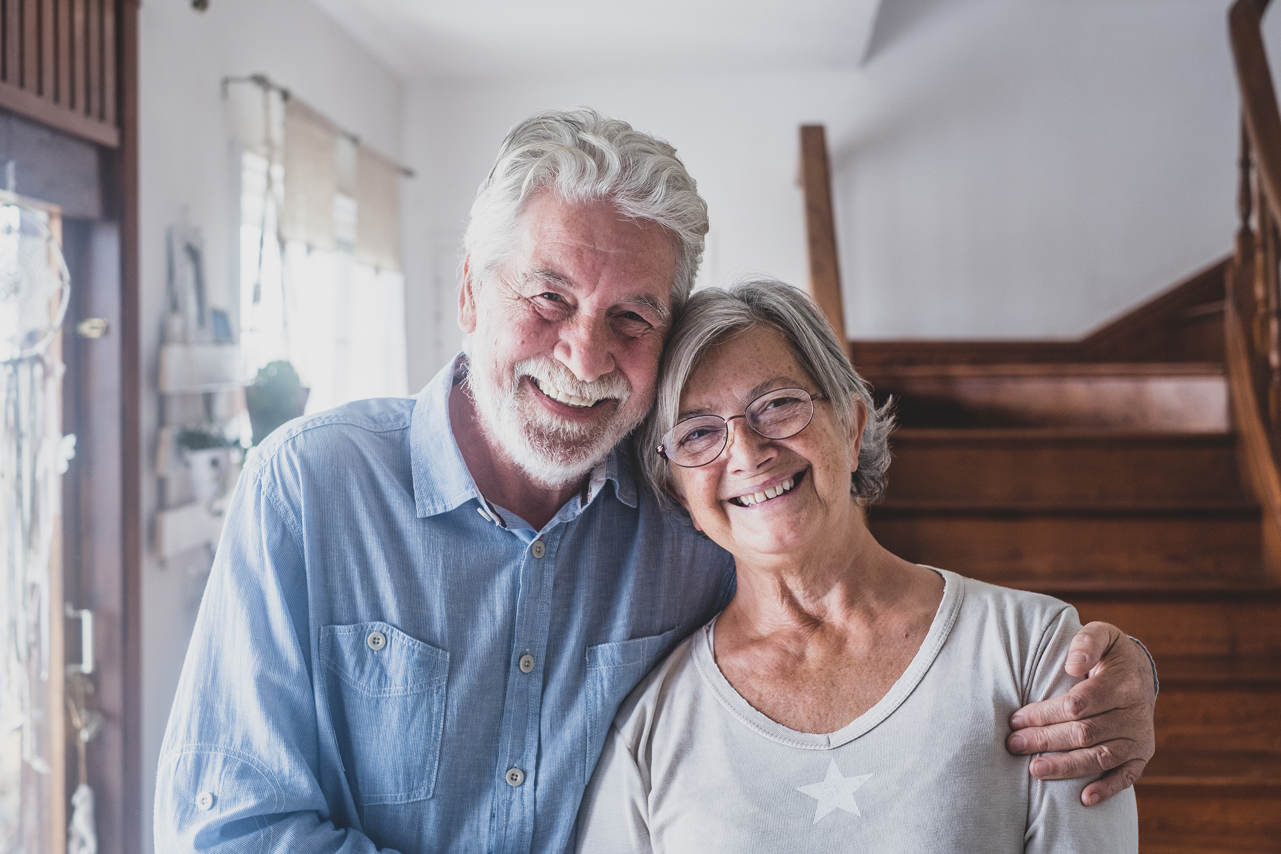 Portrait,Of,Happy,Couple,Old,People,Seniors,Hug,Together,,Looking